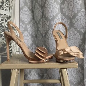 Stunning Satin Slingback Bow Detail Heels